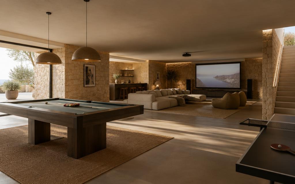 Lower leisure level — open space for games room, cinema or entertaining